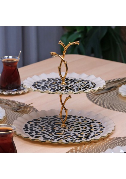 Leopar Wavy Altın Yaldızlı Cam Kurabiyelik fırsatları