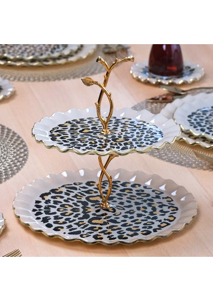 Leopar Wavy Altın Yaldızlı Cam Kurabiyelik fiyatları