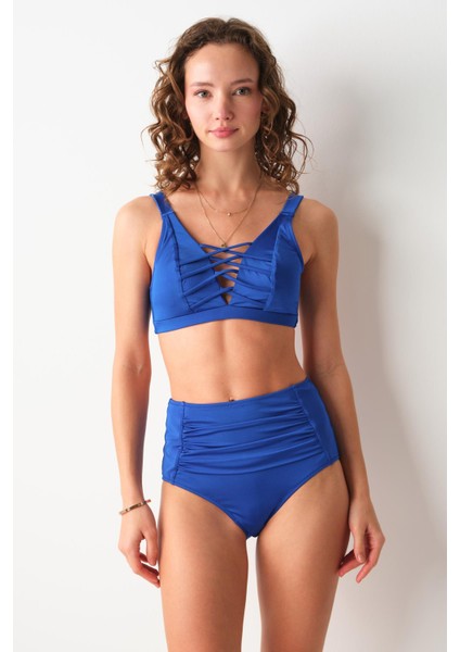 Bardot Yüksek Bel Bikini Tek Alt Saks 239205