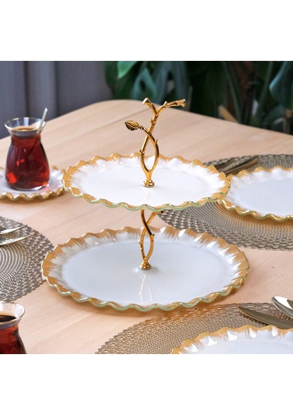 Latte Altın Yaldızlı Cam Kurabiyelik