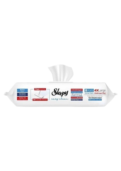 Easy Clean Çamaşır Suyu Katkılı Mopa Uyumlu Yer Temizlik Havlusu 50 Yaprak Mop Aparatı Slim Bez