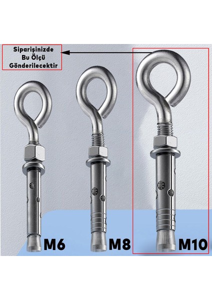 Kancalı Çelik Dübel M10 (5 Adet) Salıncak Boks Torbası Lamba Avize Için Gömlekli Kapalı Ağız Kanca fırsatları