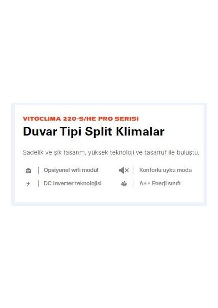 Vitoclima "PRO SERISI" 220-S/HE WS2025MEN3 R32 Gaz A++ 9.000 Btu Duvar Tipi İnverter Klima (Montaj DAHİL)