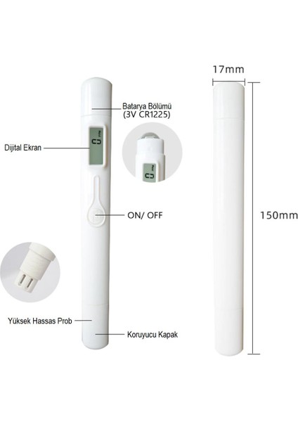 Tds M6 Metre LCD Ekranlı Kalem Tip Taşınabilir Su Akvaryum Ph Kalite Analiz Cihazı