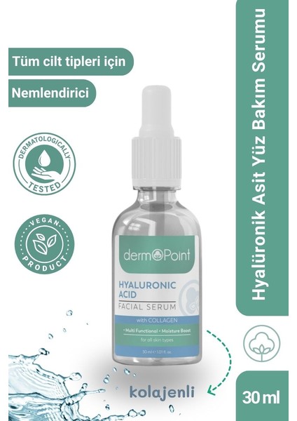 Canlandırıcı ve Aydınlatıcı Nem Bombası Kolajen + Hyalüronik Asit Cilt Serumu 30 ml