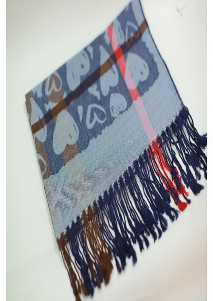 Kahverengi ve Gri Renk Desenli Paşmina Şal