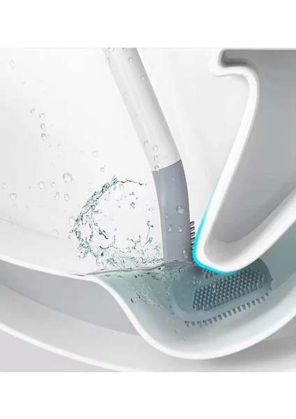 Golf Tasarımlı Silikon Banyo Tuvalet Klozet Temizleme Fırçası ve Tutucu 3 Kancalı Askı Set