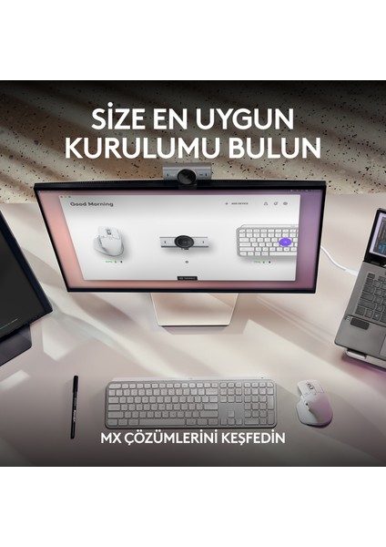 Mx Brio Ultra Hd 4K Gizlilik Kapaklı ve Mikrofonlu Yayın Web Kamerası, Açık Gri