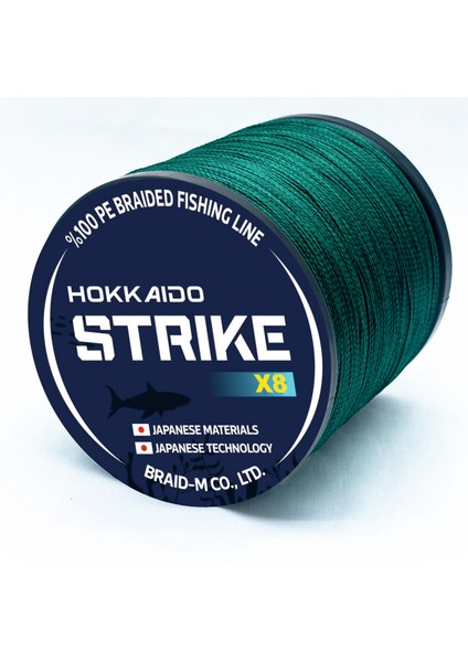 Hokkaido Strike X8 300 Metre,koyu Yeşil,0.20 mm 8 Katlı- 17.4-Kg Çeker,ip,örgü,ipek Misina