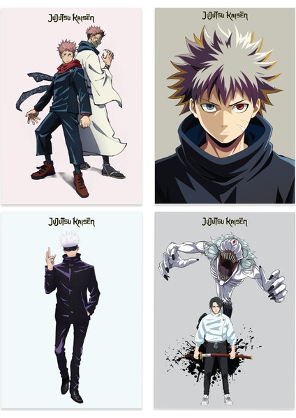 Anime Serisi Jujutsu Kaisen Poster Kart 4'lü Set fiyatları
