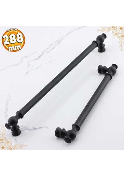 Arya 288 mm Krom Siyah Çekmece Mutfak Mobilya Metal Dolabı Dolap Kapak Kulpu Kulpları Kulbu 288 mm