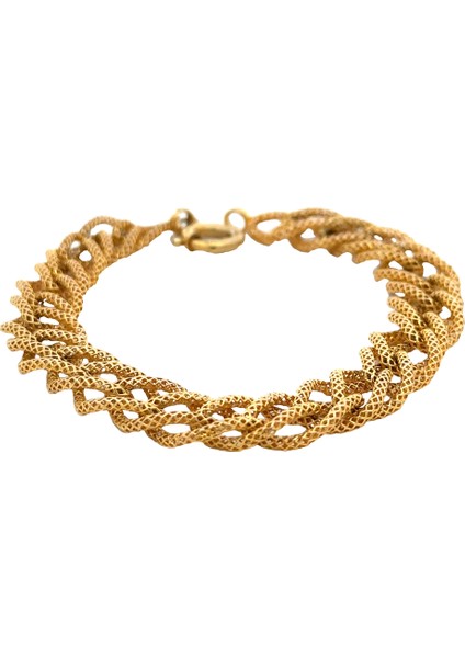 Sık ve Hareli Şık Samanyolu Modeli Yeşil Altın Bileklik