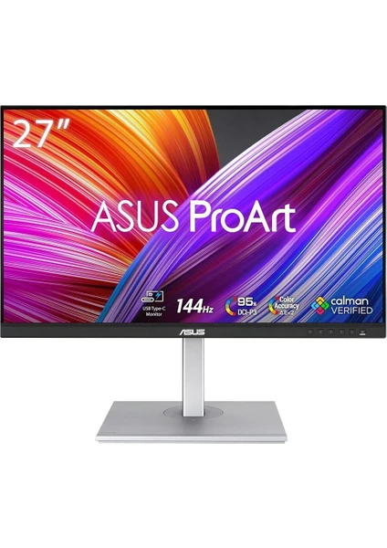 ASUS PROART PA278CGV   27 2K IPS HDR400 2560x1440 5MS 144HZ DP HDMI USB-C MM VESA 3YIL 95% DCI-P3, CALMAN SERTIFIKALI, PD 90W, PIVOT Monitör