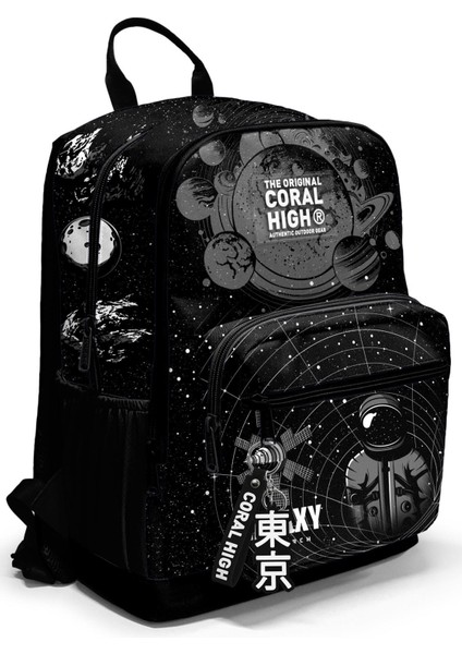 Coral High Siyah Galaxy Desenli Okul Sırt Çantası 23644