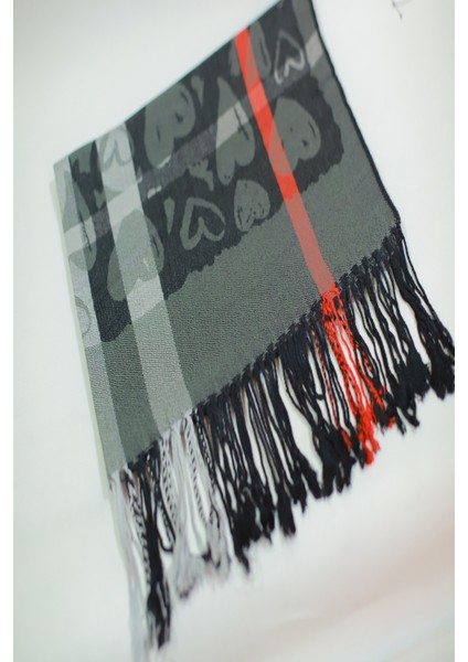 Gri Siyah Renk Desenli Paşmina Şal