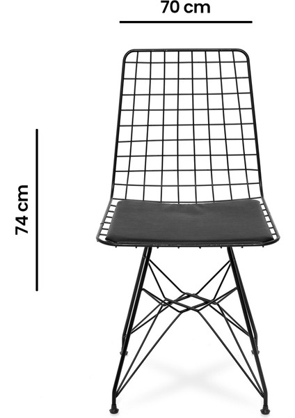 Akın Lüx Modern Metal Ayaklı Masa Sandalye Takımı - Siyah