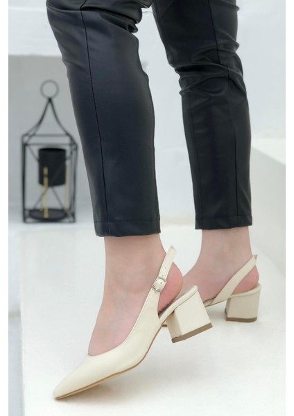24-590 Krem-Cilt Ayışığı 6cm Topuklu Kadın Ayakkabı fiyatları
