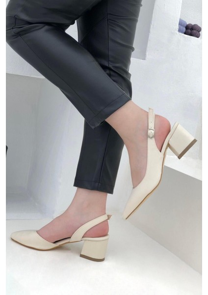 24-590 Krem-Cilt Ayışığı 6cm Topuklu Kadın Ayakkabı modelleri