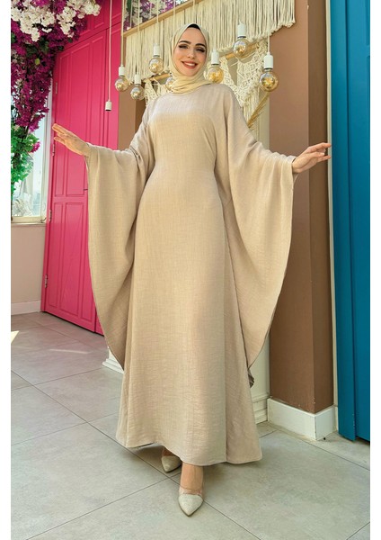 Yarasakol Bel Kısmı Gizli Ip Kuşaklı Elbise 3891 Taş