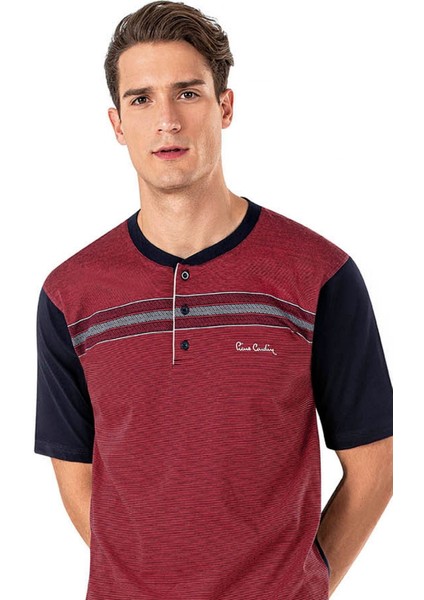 6020 Erkek Jakarlı Kısa Kollu Şortlu 3'lü Pijama Takımı