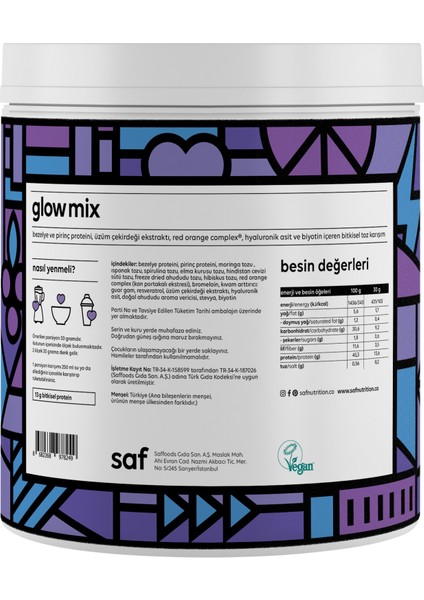 Saf Nutrition Glow Mix Ahududu Unisex Protein Tozları SNPM-00005