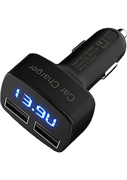 4'ü 1 Arada Çift USB Araç Şarj Cihazı Dijital LED Ekran Dc 5V 3.1A Evrensel Adaptör Gerilim Sıcaklık Akım Ölçer Test Cihazı (Yurt Dışından)