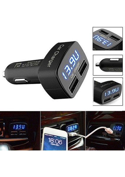 4'ü 1 Arada Çift USB Araç Şarj Cihazı Dijital LED Ekran Dc 5V 3.1A Evrensel Adaptör Gerilim Sıcaklık Akım Ölçer Test Cihazı (Yurt Dışından) modelleri