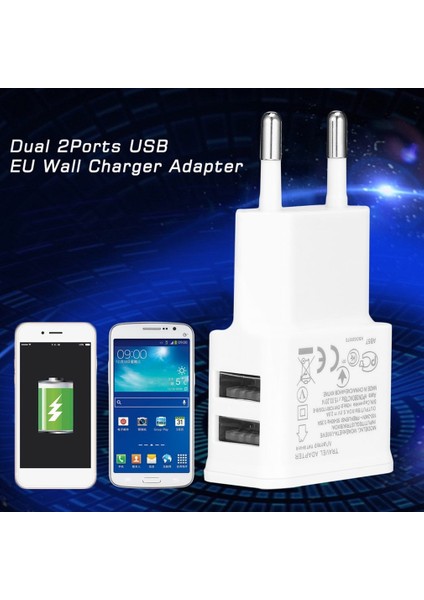 Samsung iPhone Htc Moto Mükemmel Beyaz Ab Için 2A Çift 2 Port USB Ab Duvar Şarj Adaptörü (Yurt Dışından) fırsatları
