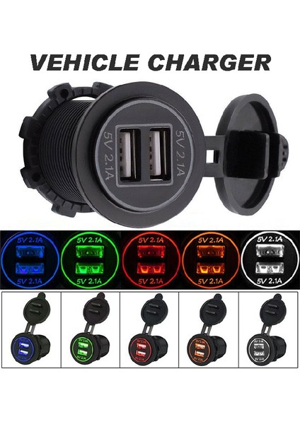 Linmy 4.2A 5V Çift 2 USB Şarj Soketi Adaptörü Dc 12V 24V Araba Motosiklet Için (Yurt Dışından) modelleri