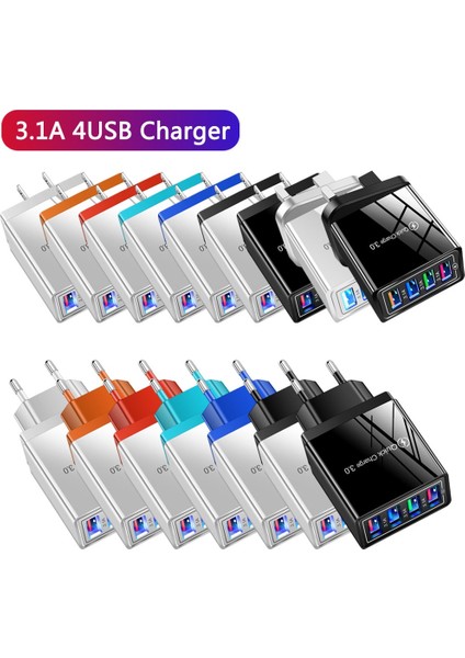 Qc3.0 4 Bağlantı Noktalı USB Şarj Cihazı Hızlı Şarj Kabuk Adaptörü Tablet Taşınabilir Duvar Hp Hızlı Şarj Cihazı (Yurt Dışından) modelleri