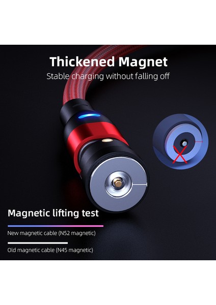 Zuıdıd 540 Döndür Manyetik Kablo Hızlı Şarj Mıknatıs Şarj Mikro USB C Tipi Kablo Cep Telefonu Tel Kablosu iPhone Xiaomi Için (Yurt Dışından) modelleri
