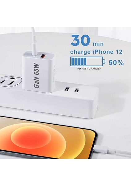 Duvar 65W Hızlı Şarj Cihazı Qc3.0 Gan Telefon Şarj Cihazı Usb-C Bağlantı Noktası Evrensel Tablet Dizüstü Bilgisayar Abd, Ab Ingıltere Au Tak Bloğu iPhone 13/12/11 Pro (Yurt Dışından) fırsatları