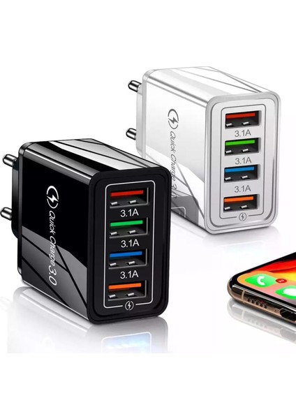 4 Port USB Şarj Aleti Hızlı Şarj 3.0 Telefon Adaptörü Için Huawei Mate 30 Ipone Xiaomi Samsung Cep Telefonu Hızlı Evrensel Şarj (Yurt Dışından)