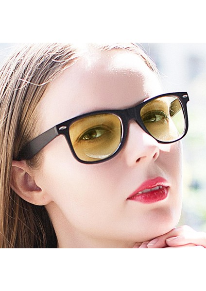 Unisex Kare Sarı Lensler Gece Görüş Gözlükleri Sürüş Gözlük Erkek Kadın Rüzgar Geçirmez Sürüş Gözlüğü (Yurt Dışından)