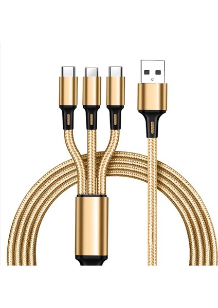 Ryra 3 In 1 Çoklu USB Bağlantı Noktası Hızlı Şarj Kablosu IPhone Huawei Mikro USB C Tipi Şarj Aleti Kablosu Çoklu USB Şarj Kablosu 3A (Yurt Dışından)
