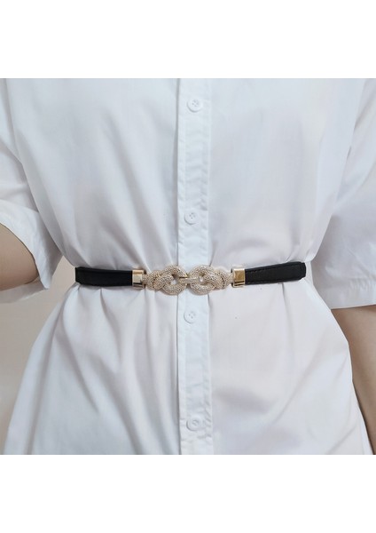 Yaz Ince Kemer Kadın Moda Elbise Elbise Altın Toka Süslemeleri Elastik Kemer Lüks Marka Kemerler Bayanlar Ceinture Femme Riem (Yurt Dışından)