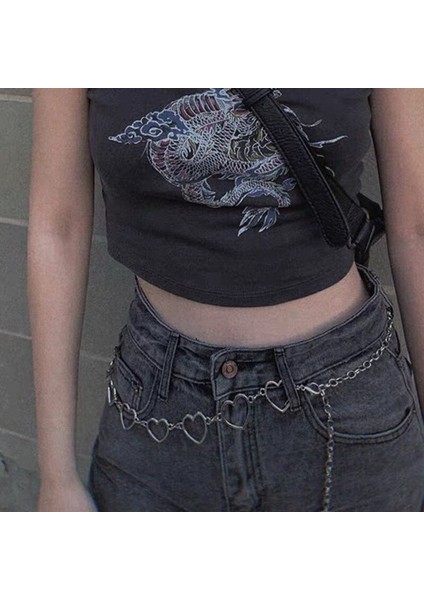 Gotik Punk Kemer Pantolon Bel Zinciri Kadın Aşk Kalp Içi Boş Kuşak Kız Için Hip Hop Harajuku Lolita Moda Ince Bel Kemerleri (Yurt Dışından) modelleri