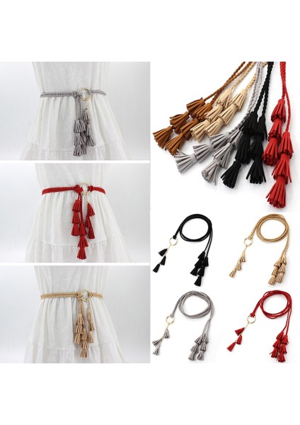 1 Adet Düğümlü Dokuma Örgü Kemer Vintage Kadın Örgülü Uzun Püskül Kemer Ince Bel Halatı Kadın Bel Kemeri (Yurt Dışından) fiyatları