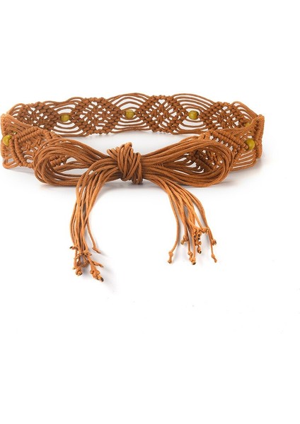 Kadınlar Için El Dokuma Balmumu Kemerler Moda Rahat Lüks Çok Yönlü Elbise Dantel Up Kuşak Yüksek Kaliteli Retro Gotik Boho Kadın Korse (Yurt Dışından)