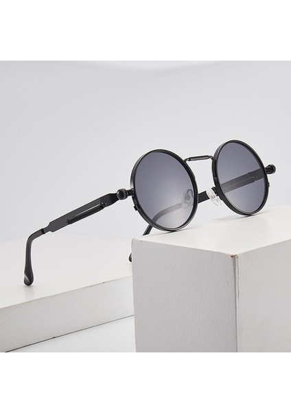 Retro Yuvarlak Güneş Gözlüğü Erkek Kadın Marka Tasarımcısı Punk Tarzı Rüzgar Geçirmez Metal Çerçeve Vintage Güneş Gözlüğü Oculos De Sol (Yurt Dışından) modelleri