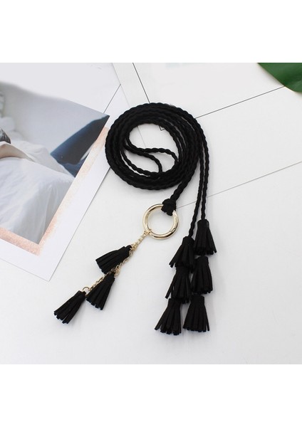 1 Adet Düğümlü Dokuma Örgü Kemer Vintage Kadın Örgülü Uzun Püskül Kemer Ince Bel Halatı Kadın Bel Kemeri (Yurt Dışından) fırsatları