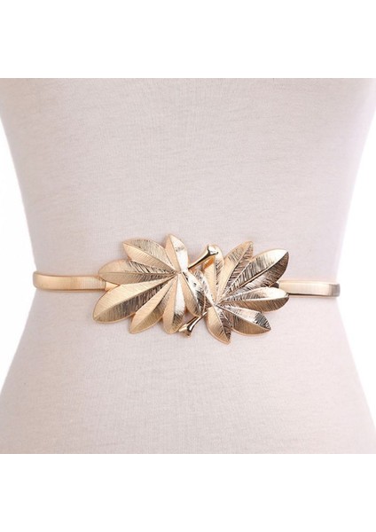 Vrouwen Gelin Sıska Kuyruk Bandı Akçaağaç Yaprağı Vorm Metalen Gesp Glitter Effen Kleur Elastische Jurk Riem Kuşak Goud/zilver (Yurt Dışından) fırsatları