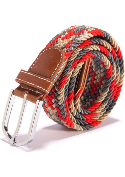 Sıcak Renkler Erkek Kadın Rahat Örme Pin Toka Kemer Dokuma Kanvas Elastik Streç Kemerler Düz Dokuma Moda (Yurt Dışından) modelleri