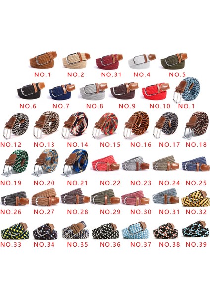 Sıcak Renkler Erkek Kadın Rahat Örme Pin Toka Kemer Dokuma Kanvas Elastik Streç Kemerler Düz Dokuma Moda (Yurt Dışından) indirimleri