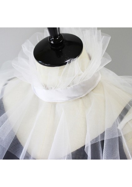 Kadın Victoria Örgü Ruffled Standı Yaka Katmanlı Tül Düğme Boyun Ruff Palyaço Gerdanlık Şal Wrap Cosplay Kostüm (Yurt Dışından) indirimleri
