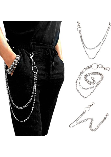 Loveshopping* Punk Kadın Erkek Zincir Anahtarlık Kaya Pantolon Pantolon Jean Hip Hop Dekor Hediye (Yurt Dışından)