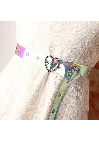 Regenboog Vrouwen Lazer Riem Holografische Şeffaf Taille Riem Metal Pin Gesp Transparante Taille Riemen Voor Vrouwen Riem Tailleband 100CM (Yurt Dışından)