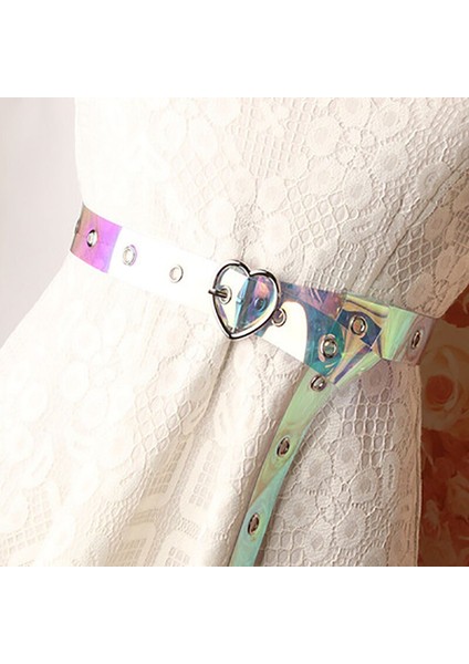 Regenboog Vrouwen Lazer Riem Holografische Şeffaf Taille Riem Metal Pin Gesp Transparante Taille Riemen Voor Vrouwen Riem Tailleband 100CM (Yurt Dışından) modelleri