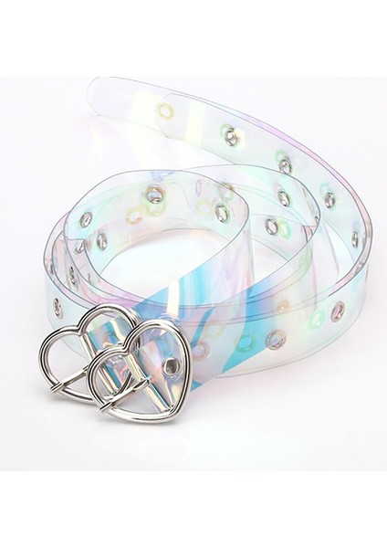Regenboog Vrouwen Lazer Riem Holografische Şeffaf Taille Riem Metal Pin Gesp Transparante Taille Riemen Voor Vrouwen Riem Tailleband 100CM (Yurt Dışından) indirimleri