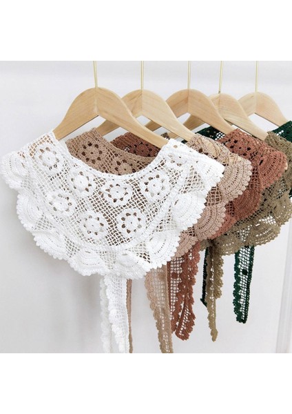 Kore Dantel Eşarp Kadın Retro Üçgen Şal Sarar Kızlar Başörtüsü Çiçek Örgü Tığ Işi Şal Atkısı Içi Boş Katı Bandana (Yurt Dışından)